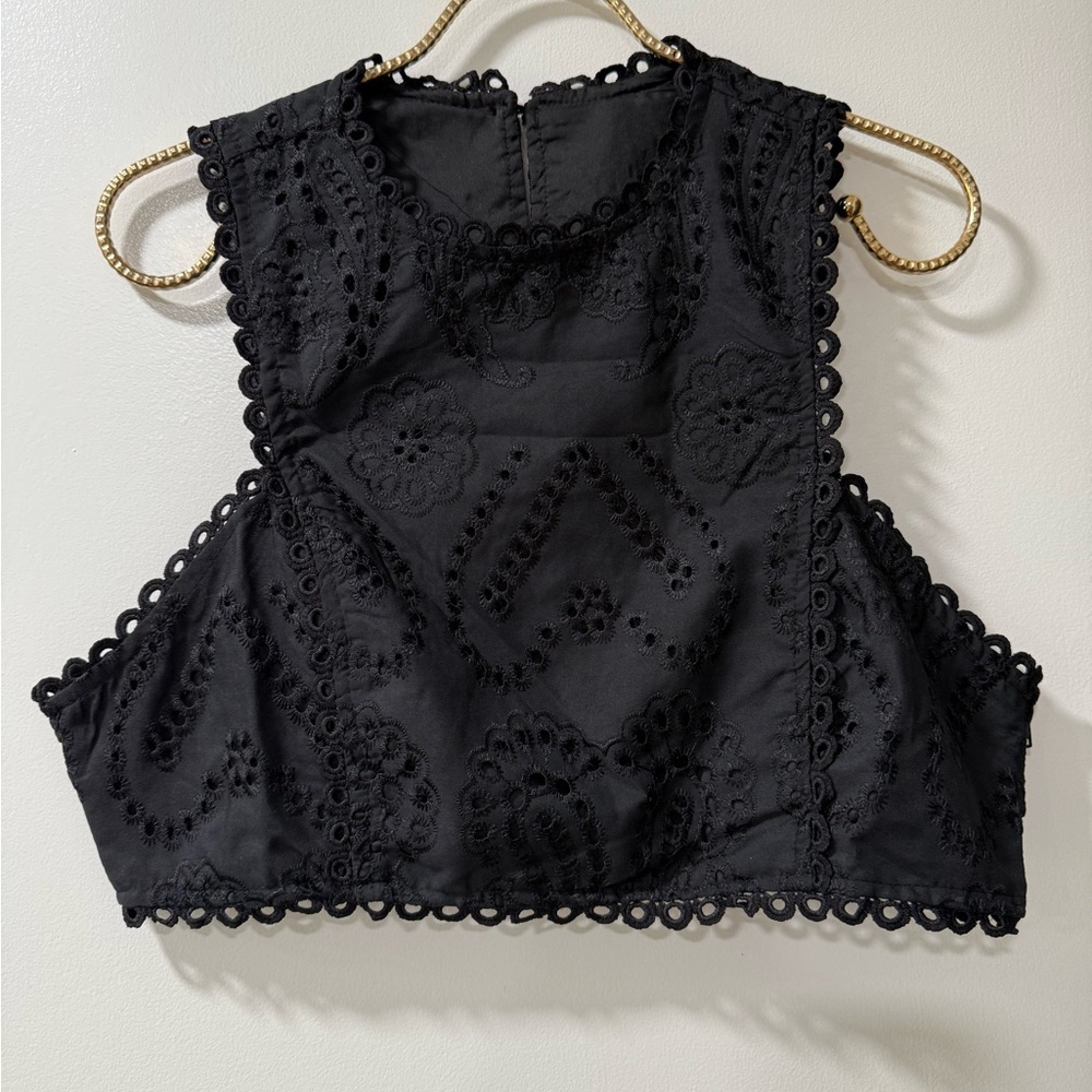 Black Eyelet Crop Top